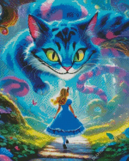 Alice In Wonderland Blue Cheshire Cat 5D Diamond Painting