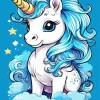 Baby Blue And White Unicorn 5D Diamond Painting