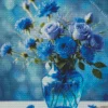 Blue Glass Vase Flowers 5D Diamond Painting