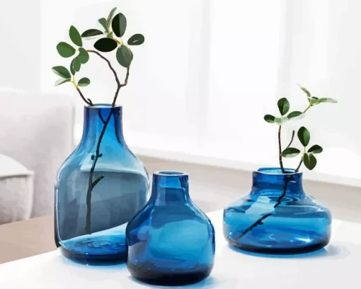 Blue Glass Vases 5D Diamond Painting