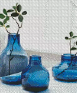 Blue Glass Vases 5D Diamond Painting