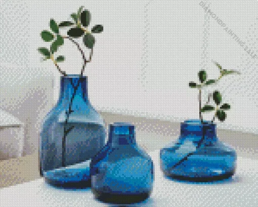 Blue Glass Vases 5D Diamond Painting