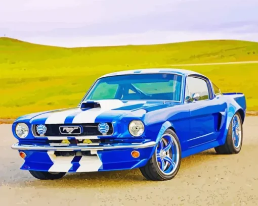 Classic Blue And White Mustang 5D Diamond Painting