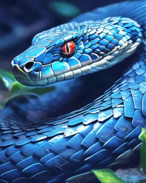 Dark Blue Bush Viper 5D Diamond Painting