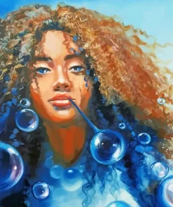 Girl Blowing Bubble Art 5D Diamond Painting