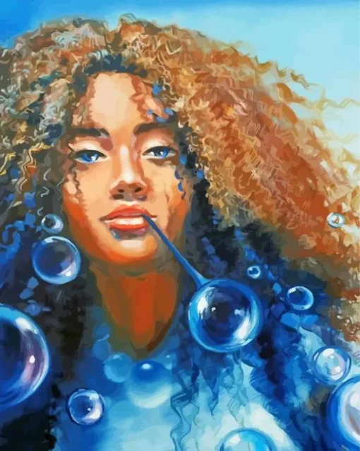 Girl Blowing Bubble Art 5D Diamond Painting