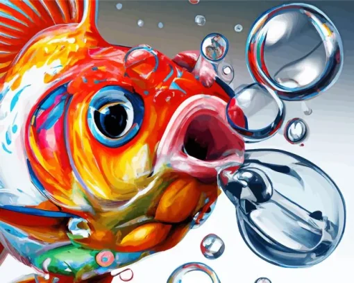 Goldfish Blowing Bubble Art 5D Diamond Painting