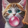 Kitty Blowing Bubble Gum 5D Diamond Painting