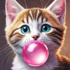 Kitty Blowing Bubble Gum 5D Diamond Painting