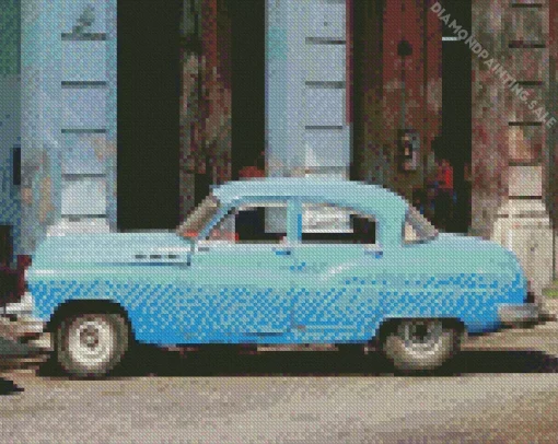 Old Blue Car 5D Diamond Painting