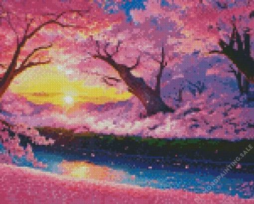 Sunset Blossom Landscape 5D Diamond Painting