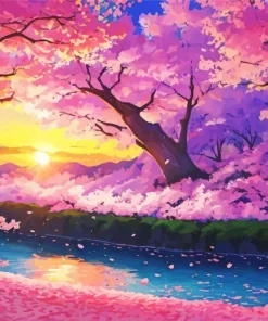 Sunset Blossom Landscape 5D Diamond Painting