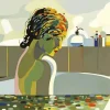 Abstract Lady In Bathtub 5D Diamond Painting