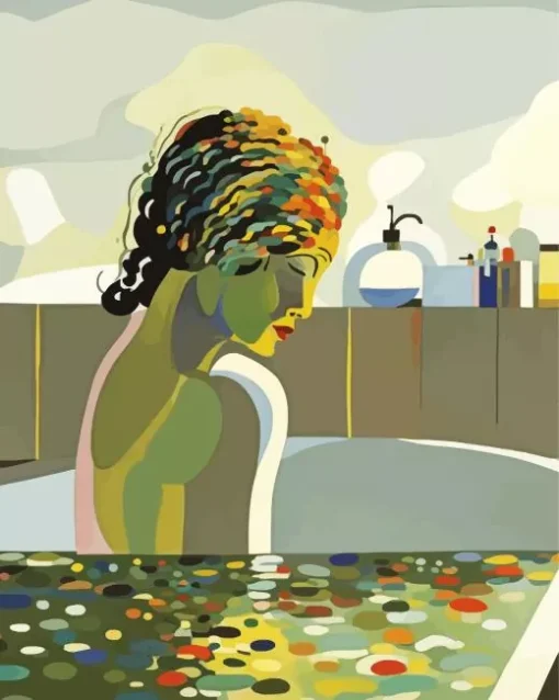 Abstract Lady In Bathtub 5D Diamond Painting