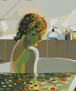 Abstract Lady In Bathtub 5D Diamond Painting