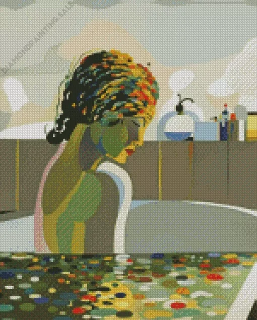 Abstract Lady In Bathtub 5D Diamond Painting