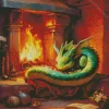 Adorable Fantasy Emerald Dragon 5D Diamond Painting