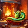 Adorable Fantasy Emerald Dragon 5D Diamond Painting