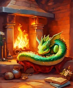 Adorable Fantasy Emerald Dragon 5D Diamond Painting