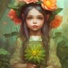 Adorable Girl And Flowers 5D Diamond Painting