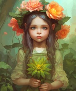 Adorable Girl And Flowers 5D Diamond Painting