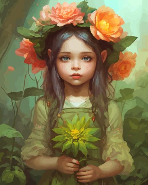 Adorable Girl And Flowers 5D Diamond Painting