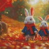 Adorable White Bunnies 5D Diamond Painting