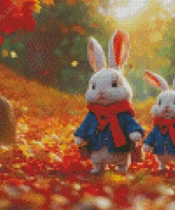 Adorable White Bunnies 5D Diamond Painting