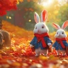 Adorable White Bunnies 5D Diamond Painting