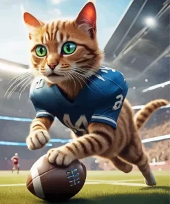 Aesthetic Cat Playing Football 5D Diamond Painting