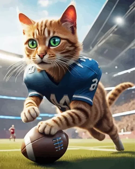 Aesthetic Cat Playing Football 5D Diamond Painting