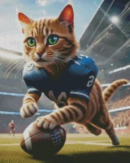 Aesthetic Cat Playing Football 5D Diamond Painting