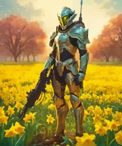 Aesthetic Elf Soldier And Daffodils 5D Diamond Painting