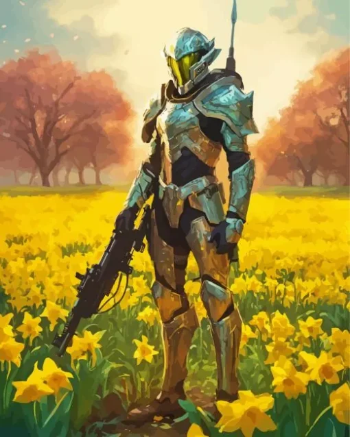 Aesthetic Elf Soldier And Daffodils 5D Diamond Painting