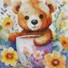 Aesthetic Flowers And Teddy Bear Art 5D Diamond Painting