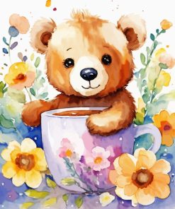 Aesthetic Flowers And Teddy Bear Art 5D Diamond Painting