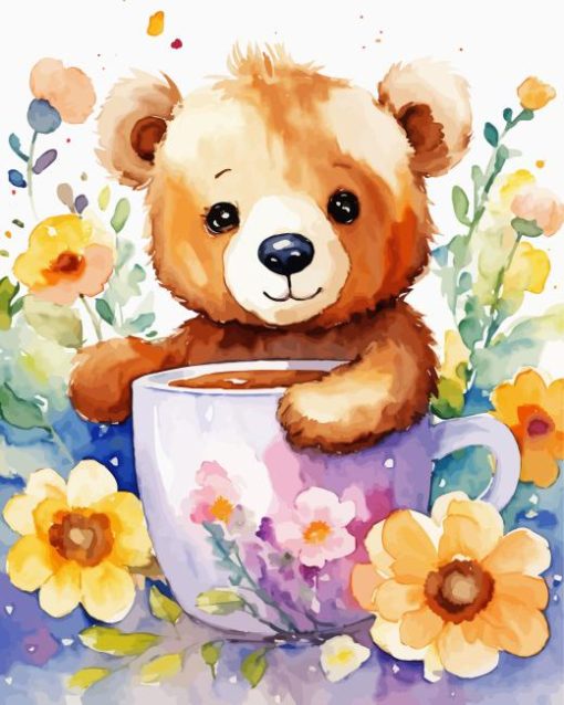 Aesthetic Flowers And Teddy Bear Art 5D Diamond Painting