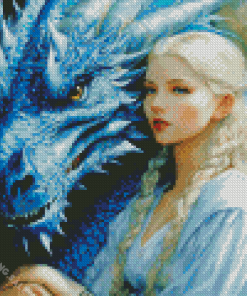 Aesthetic Girl And Dragon Art 5D Diamond Painting