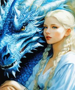 Aesthetic Girl And Dragon Art 5D Diamond Painting