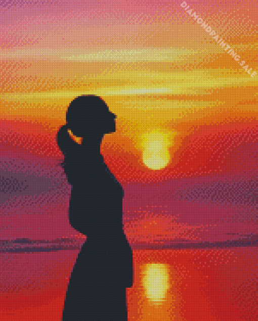 Aesthetic Girl And Sunset Art 5D Diamond Painting