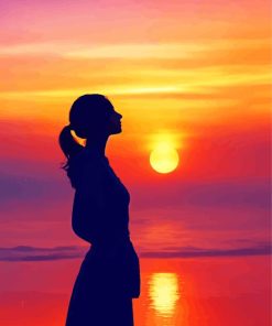 Aesthetic Girl And Sunset Art 5D Diamond Painting