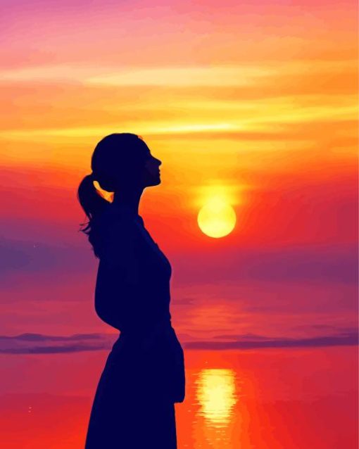 Aesthetic Girl And Sunset Art 5D Diamond Painting