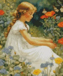 Aesthetic Girl In A Garden 5D Diamond Painting