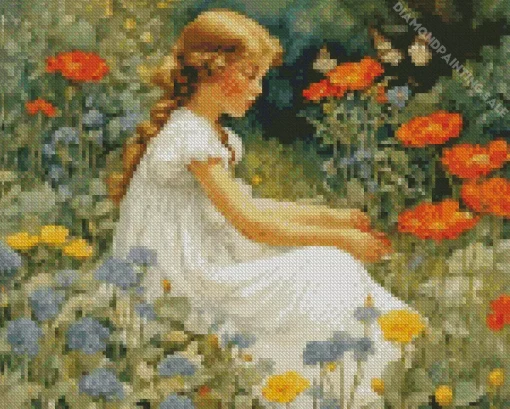 Aesthetic Girl In A Garden 5D Diamond Painting