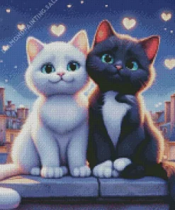 Black And White Cats In Love 5D Diamond Painting