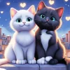 Black And White Cats In Love 5D Diamond Painting