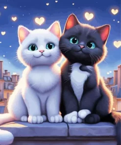 Black And White Cats In Love 5D Diamond Painting