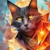 Black Geometric Abstract Cat 5D Diamond Painting