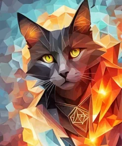 Black Geometric Abstract Cat 5D Diamond Painting