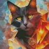 Black Geometric Abstract Cat 5D Diamond Painting